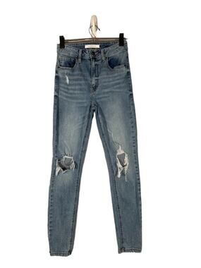 Eunina Blue Ripped Destroyed Skinny Ankle Denim Jeans Women Junior Sz 3